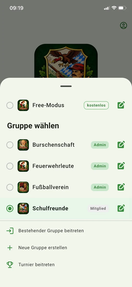 Gruppe erstellen oder beitreten